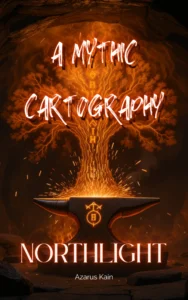 Fantasy book cover with glowing elements