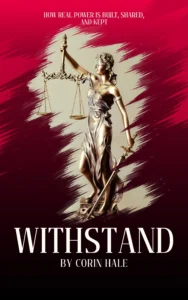 Statue of Lady Justice with scales. Withstand